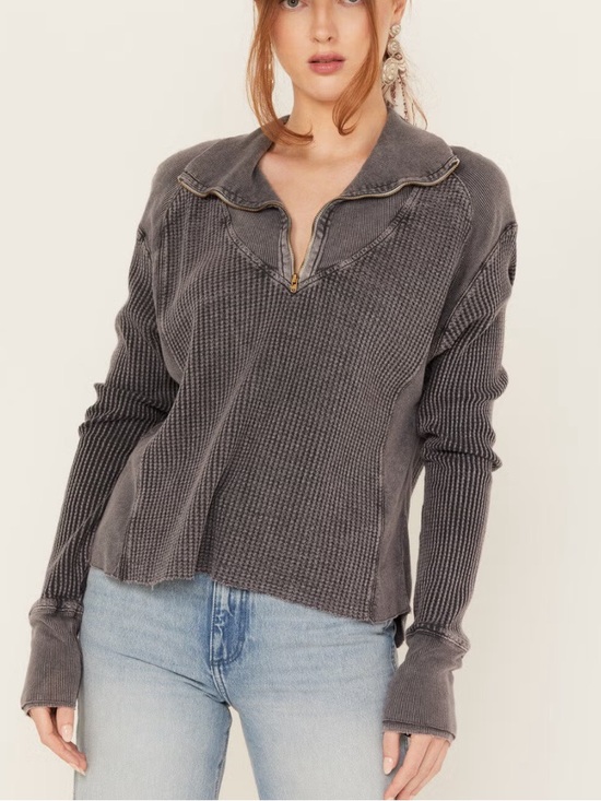 Free People Tops - FREE PEOPLE WOMEN'S ASHTON ZIP THERMAL LONG SLEEVE PULLOVER